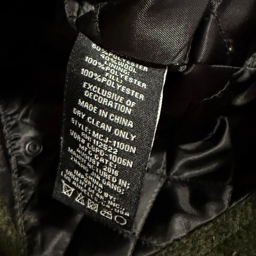 Men's Double-Breasted Wool Peacoat - Dark Olive (Tagged Size S, Fits Like XS) - Picture 5 of 10